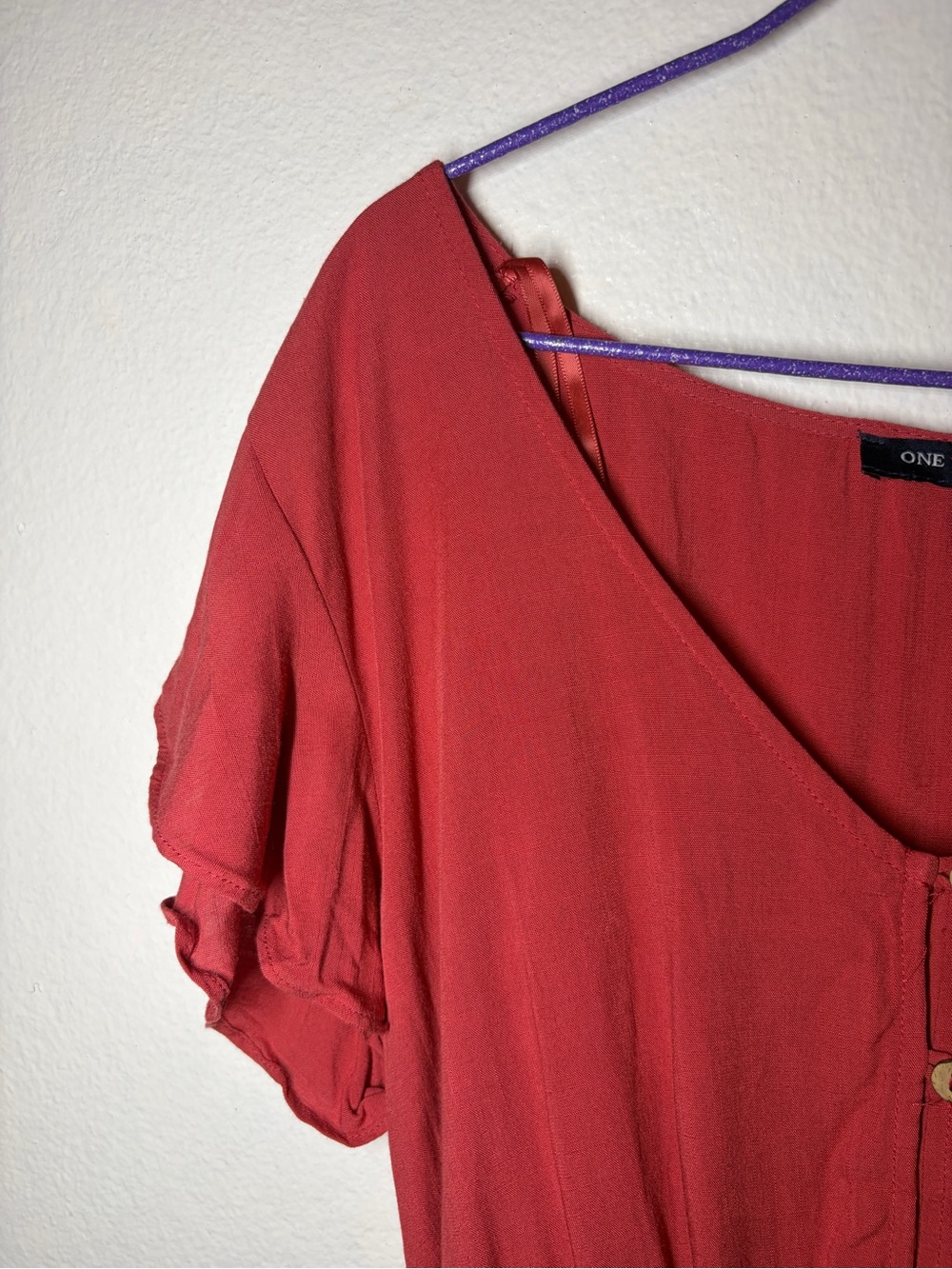ONE CLOTHING Red Ruffled Blouse - Picture 6 of 7